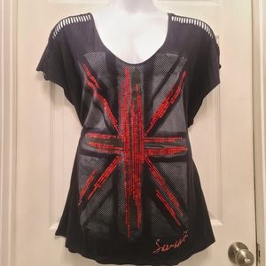 Cute Lane Bryant Seven7 Luxe Sequin Union Jack Top